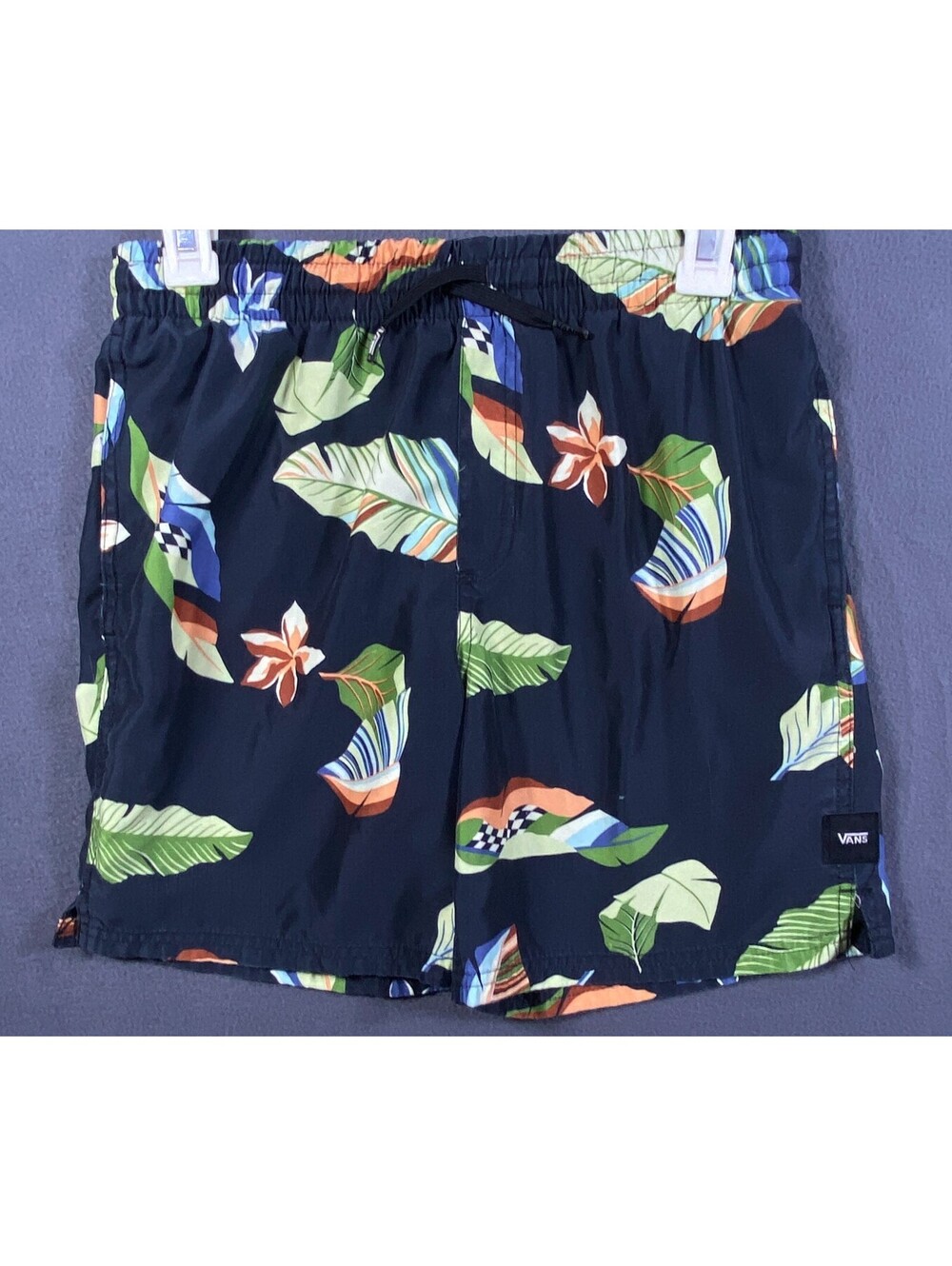 VANS Men XL Mixed Volley Hybrid Shorts Black Lucid Floral AOP swim *flaws